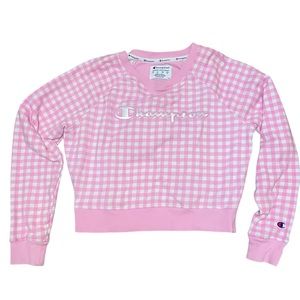 Champion Sweatshirt Size Small Pink and White Plaid